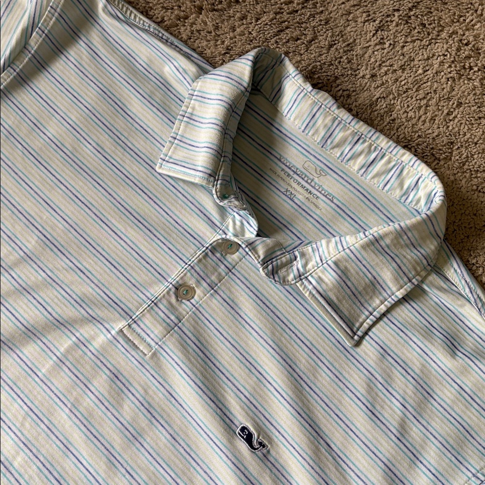 Vineyard Vines Light Blue Striped Polo